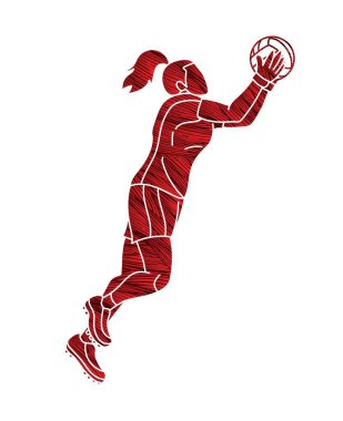 Gaelic Football Female Player Action Çizgi Film Vektörü