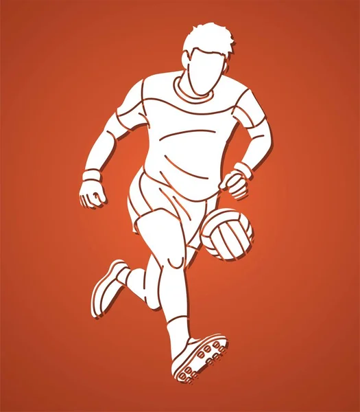 Gaelicki Piłka Nożna Mężczyzna Player Action Cartoon Sport Graphic Vector — Wektor stockowy