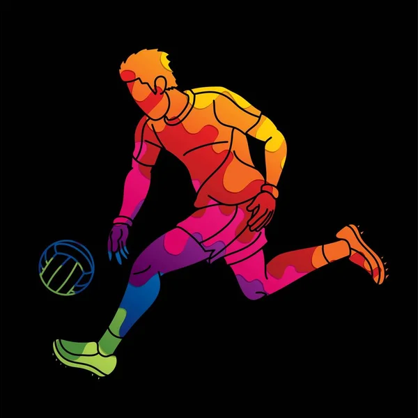 Gaelicki Piłka Nożna Mężczyzna Player Action Cartoon Sport Graphic Vector — Wektor stockowy