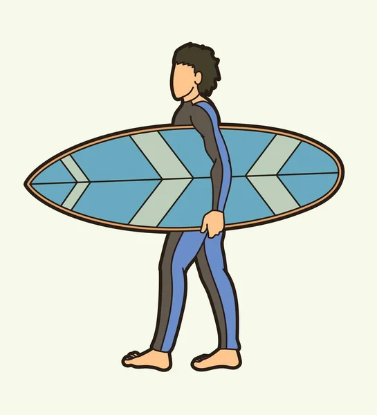 Surfen Sport Männliche Spieler Cartoon Graphic Vector — Stockvektor