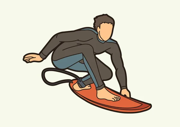 Sörf Spor Erkek Oyuncu Çizgi Filmi Grafik Vektörü — Stok Vektör