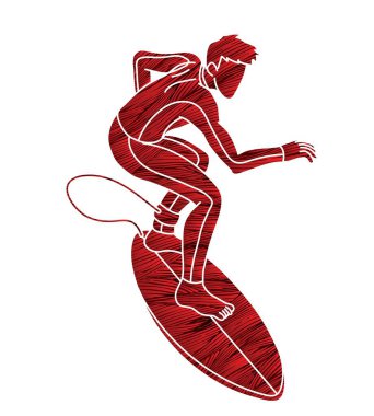 Sörfçü Sport Erkek Oyuncu Eylem Çizgi Filmi Grafik Vektörü