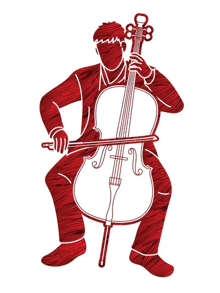 Cello Musician Orchestra Instrument Grafisk Vektor — Stock vektor