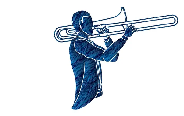 Trombone Musicien Orchestre Instrument Vecteur Graphique — Image vectorielle