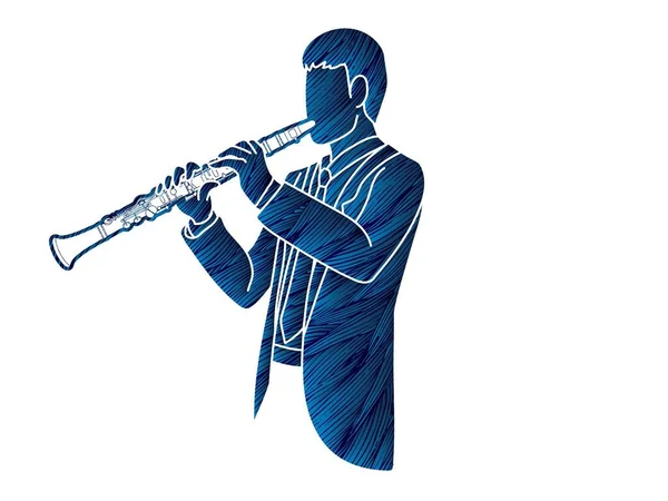 Clarinete Músico Orquesta Instrumento Vector Gráfico — Vector de stock