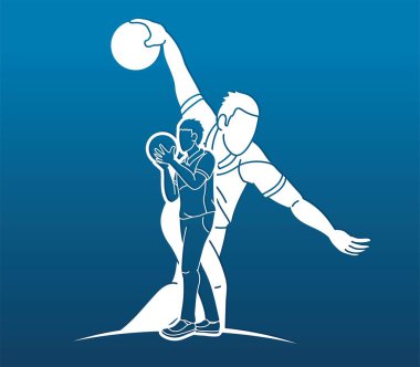 Bowling Spor Erkek Oyuncuları Grafik Vektörü