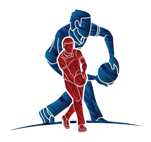 Bowling Sport Joueurs Masculins Graphic Vector — Image vectorielle