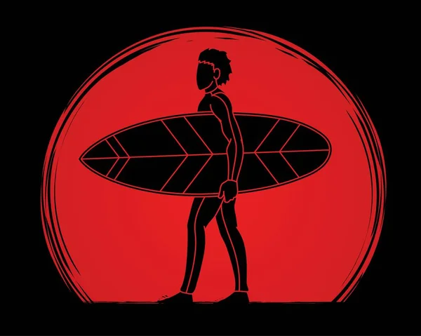 Man Surfer Surfing Sport Action Cartoon Graphic Vector — Stock Vector