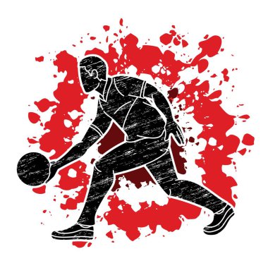 Bowlingci Bowling Erkek Oyuncu Çizgi Filmi Grafik Vektörü