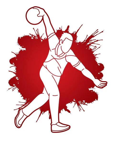 ボウラーボウリングスポーツ男性選手アクション漫画グラフィックベクター — ストックベクタ