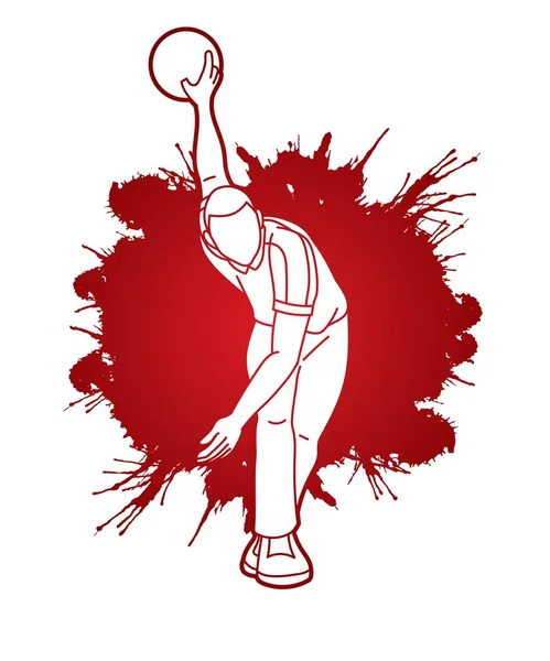 Bowler Bowling Sport Homme Joueur Action Cartoon Graphic Vector — Image vectorielle