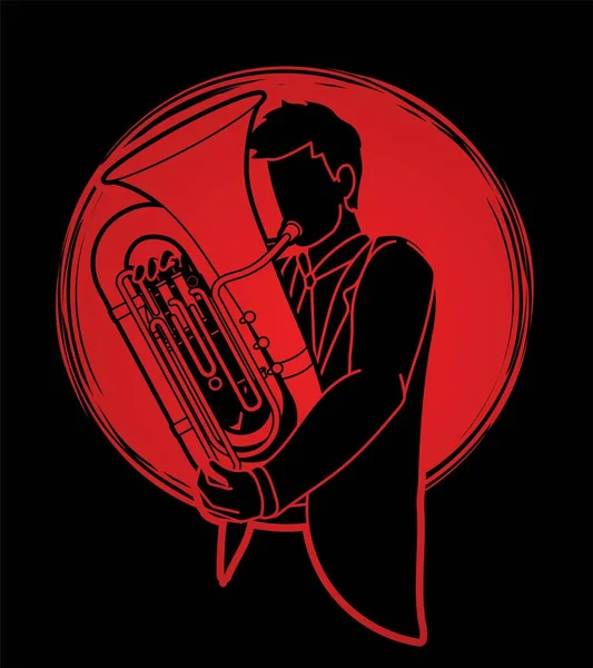 Tuba Musician Orchestra Instrument Grafische Vector — Stockvector