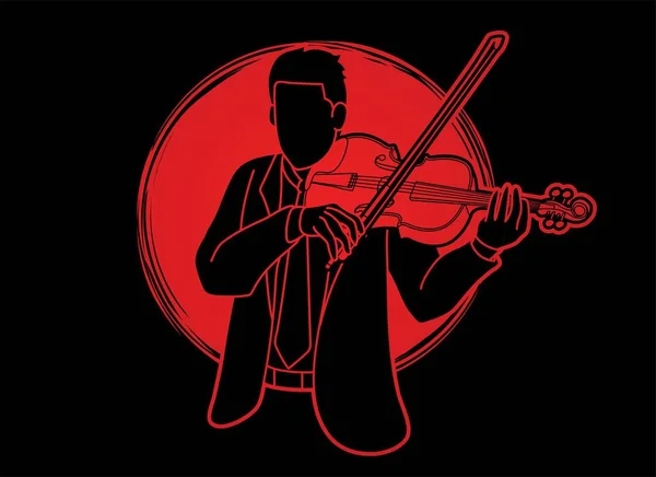 小提琴音乐家管弦乐队乐器图形矢量 — 图库矢量图片