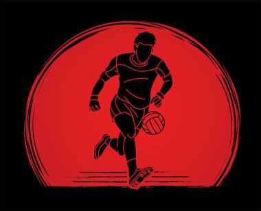 Gaelic Futbol Sporu Erkek Oyuncu Eylemi Çizgi Film Vektörü