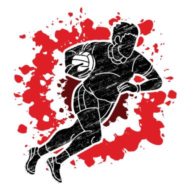 Gaelic Futbol Sporu Erkek Oyuncu Eylemi Çizgi Film Vektörü