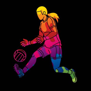 Gaelic Football Sport Kadın Oyuncu Çizgi Film Vektörü