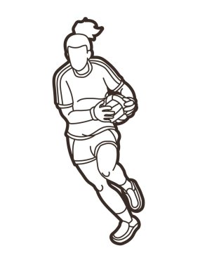 Gaelic Football Sport Kadın Oyuncu Çizgi Film Vektörü