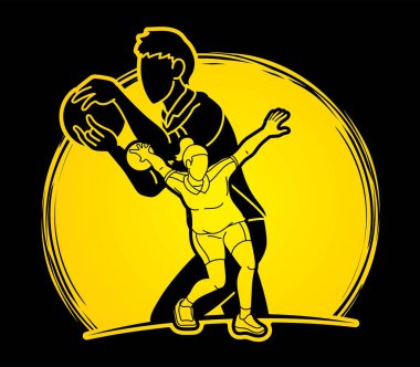 Bowling Spor Oyuncuları Bowlingci Erkek ve Kadın Eylem Çizgi Filmi Grafik Vektörü