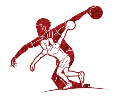 Bowlingci Bowling Oyuncuları Grubu Çizgi Film Çizgi Filmi Vektörü