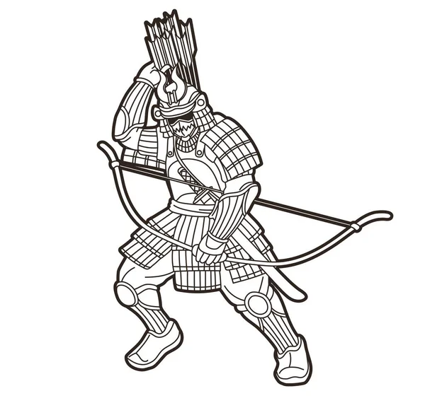 Samurai Guerreiro Ronin Lutador Japonês Bushido Ação Com Armadura Arma — Vetor de Stock
