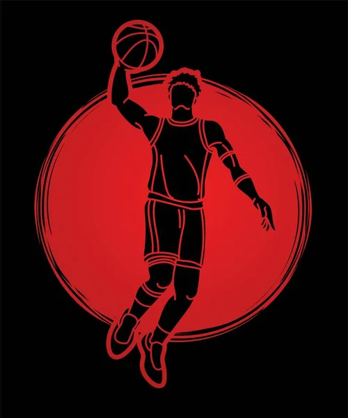 Basketball Male Player Action Cartoon Graphic Vector — Stock Vector
