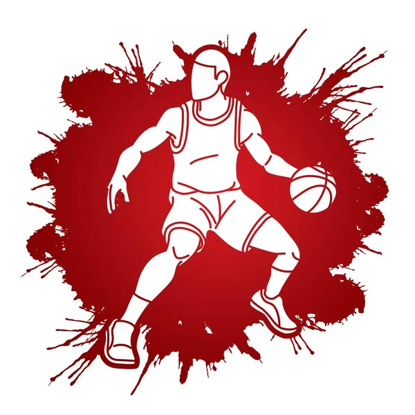 Basquete Jogador Masculino Ação Cartoon Graphic Vector — Vetor de Stock