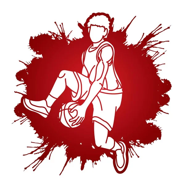 Basketball Joueur Masculin Action Cartoon Graphic Vector — Image vectorielle