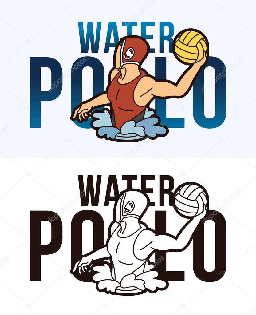 Water Polo Text With Sport Players Graphic Vector