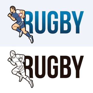 Spor Oynatıcı Grafik Vektörü ile Rugby Metni