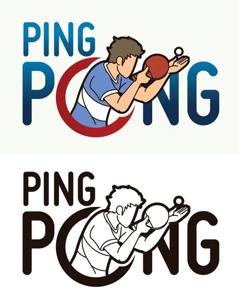 Ping Pong Eller Bordtennis Text Med Sport Player Graphic Vector — Stock vektor