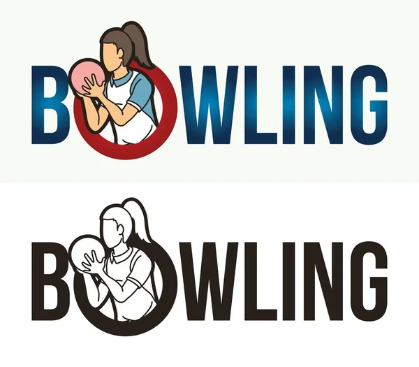 Bowling Text Sportovními Hráči Grafický Vektor — Stockový vektor