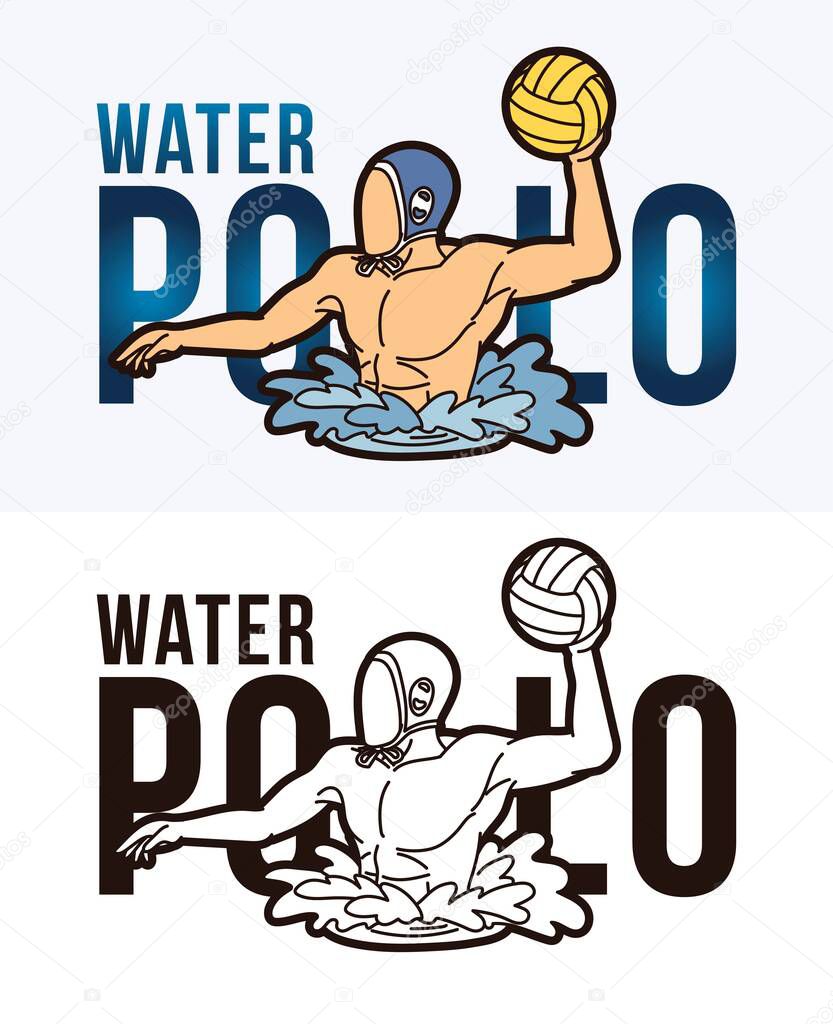 Water Polo Text With Sport Players Graphic Vector
