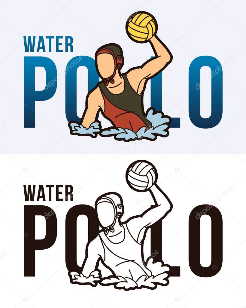 Water Polo Text With Sport Players Graphic Vector