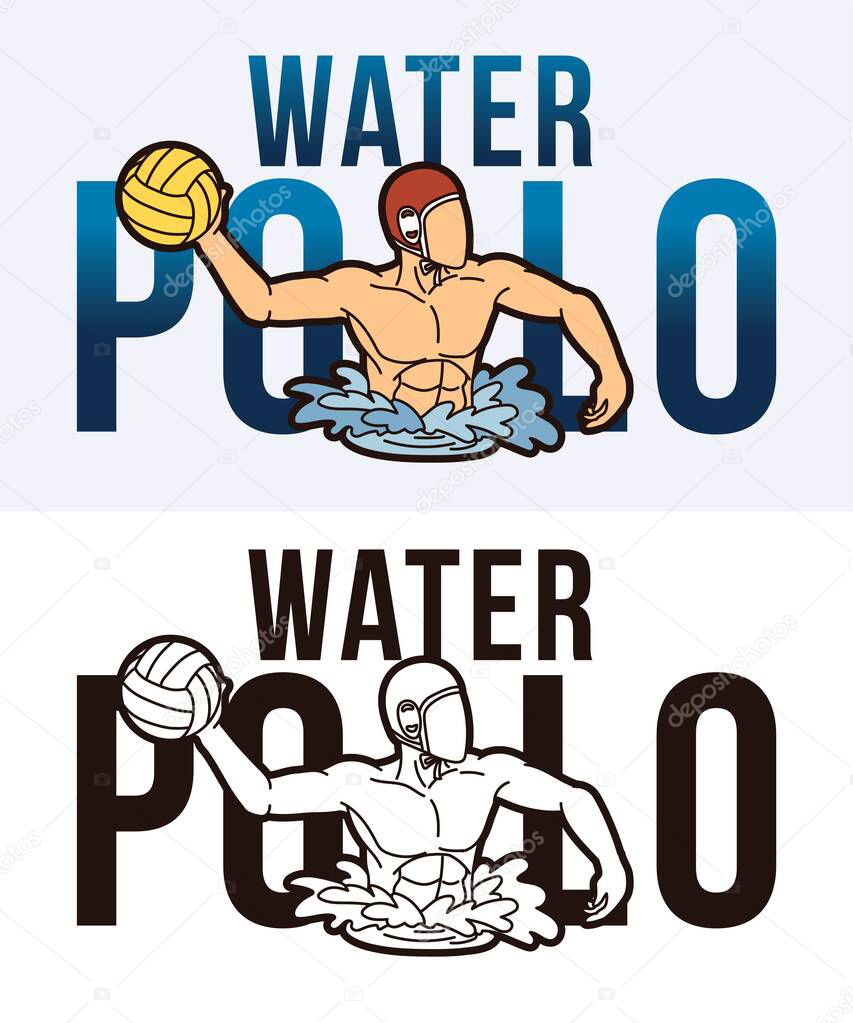 Water Polo Text With Sport Players Graphic Vector