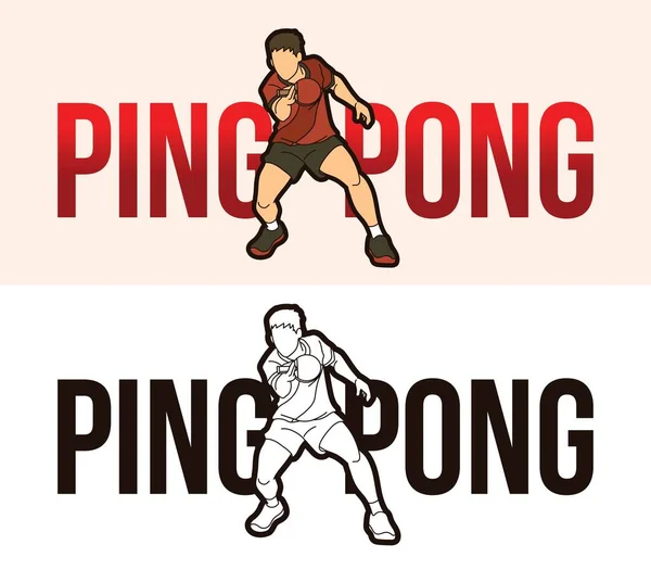 Ping Pong Eller Bordtennis Text Med Sport Player Graphic Vector — Stock vektor