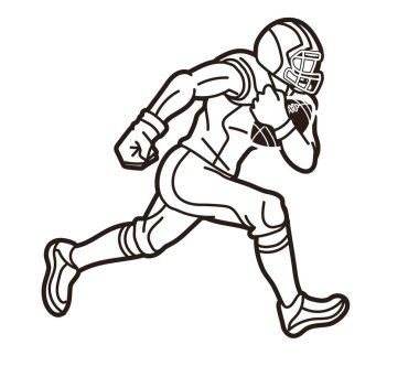 Amerikan Futbolcu Eylemi Çizgi Filmi Spor Grafik Vektörü