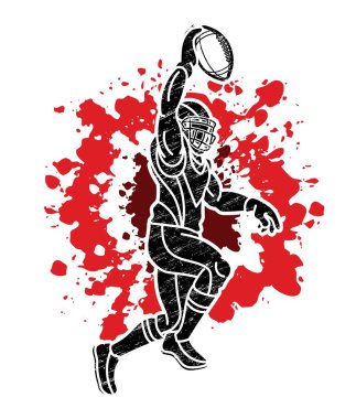 Graffiti Amerikan Futbolcu Çizgi Filmi Grafik Vektörü