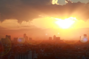 Bulanık ışıkta Bangkok şehri