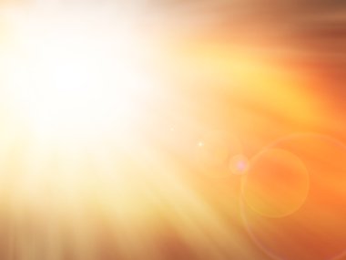 Gökyüzündeki altın cennet ışığı. Umut kavramı doğadan bulanık arkaplan
