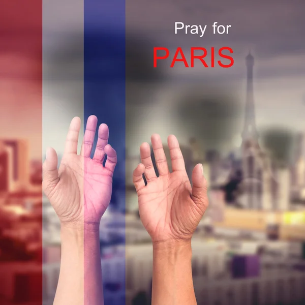 Priez Pour Paris Praying Hands Explosion City Novembre 2015 — Photo