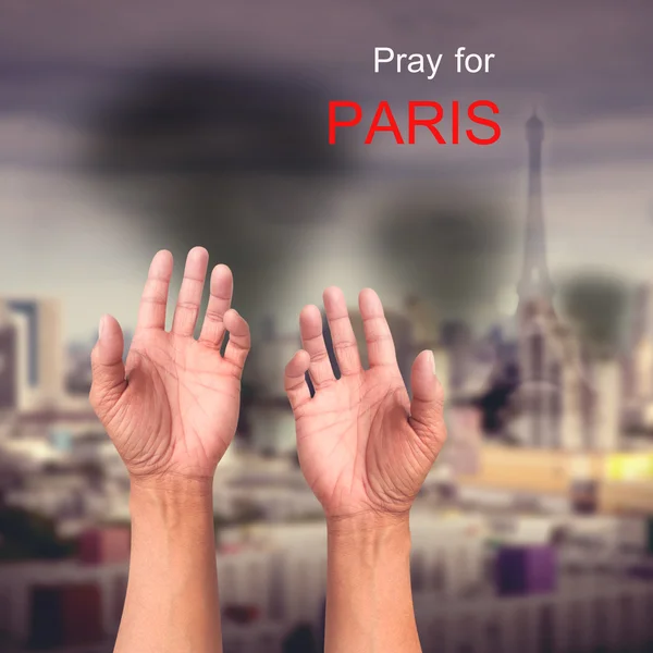 Priez Pour Paris Praying Hands Explosion City Novembre 2015 — Photo