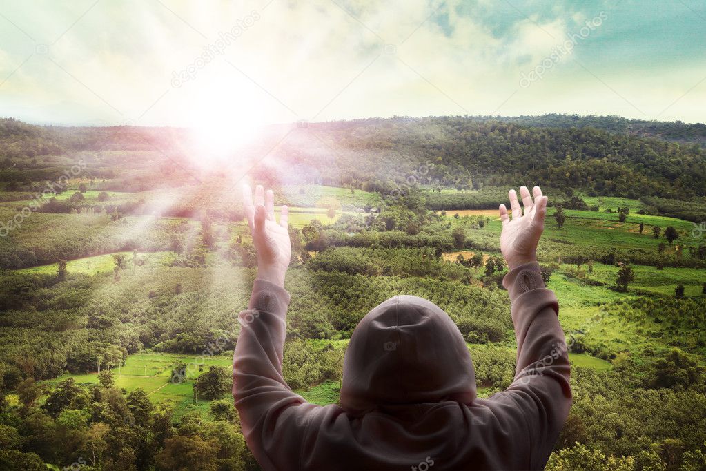 Man male farmer pray for god asked for rain for his harvest 