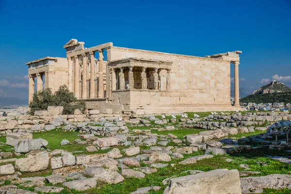 Caryatid Sculptures Acropolis Athens Greece — Stock Photo, Image