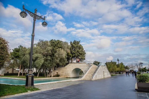Баку Азербайджан Jan 2020 Набережная Каналы Малой Венеции — стоковое фото