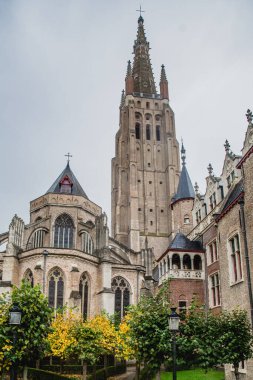 Belçika 'nın Bruges şehrinin sonbahar manzarası