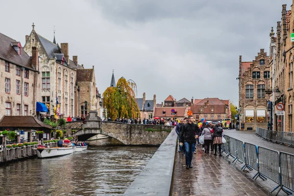 Bruges Belgium Oct 2019 Autumn Cityscape Water Canal — 스톡 사진