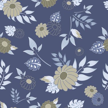 Mavi Daisy Kusursuz Desenli Arkaplan