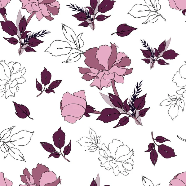 Pink Roses Seamless Pattern Background — Stock Vector
