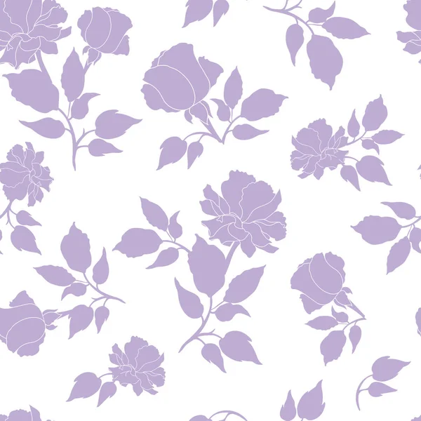 Purple Roses Naadloze Patroon Achtergrond — Stockvector