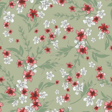 Kırmızı Çiçekli Çiçeksiz Desenli Arkaplan.